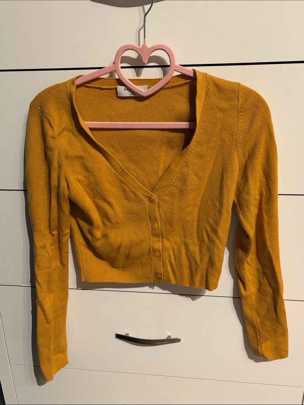 Babaton Cropped Mustard Cardigan Size Extra Small